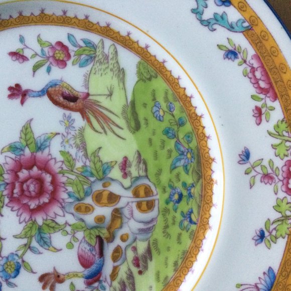 Vintage Coalport AD 1750 England Porcelain plate 10 5/8" diameter peacock floral - Picture 4 of 9